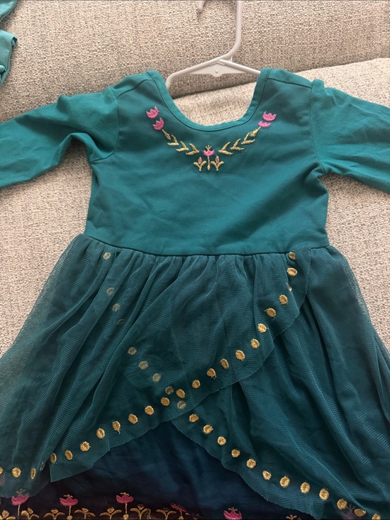 Hanna Andersson Other - Hanna Andersson x FROZEN Teal Dress with Pink & Gold Embroidery
